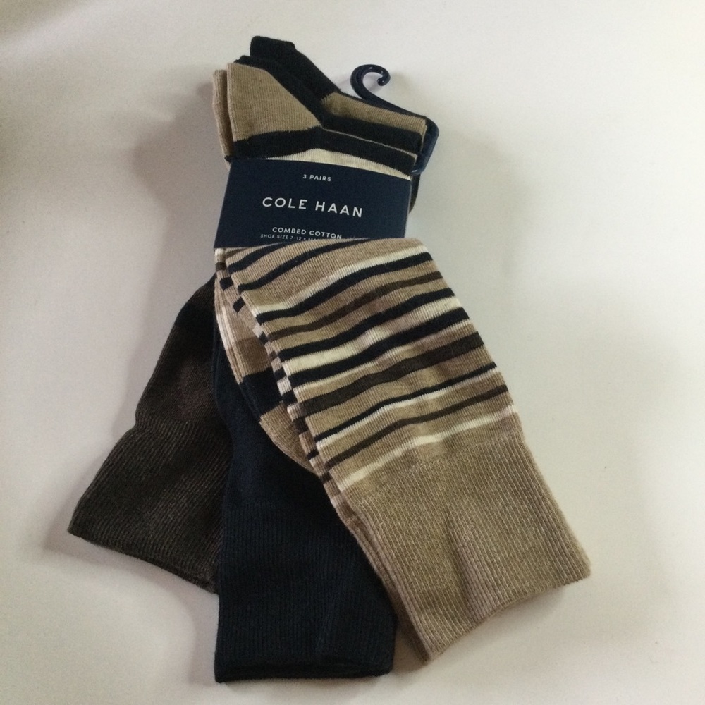 COLE HAAN 3 PAIR PACK MENS COTTON SOCKS NWT